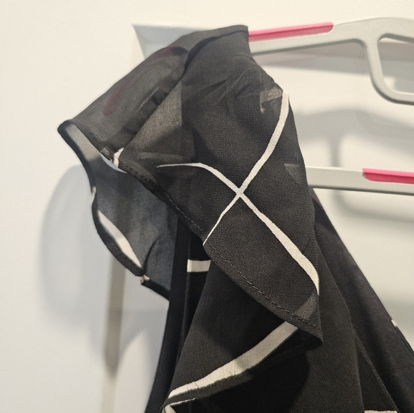 NWT! DKNY Womens Black WHITE Detail Sleeveless V Neck Maxi Dress SZ 16 - Picture 4 of 9